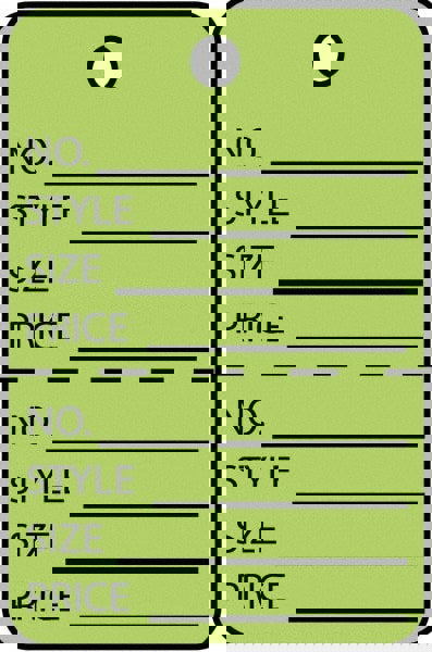 Blank Tag: 1-3/4'' High, Green, Synthetic Paper